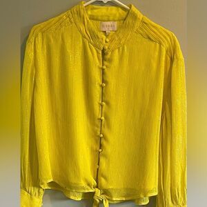 Ciebon Yellow Blouse with Metallic Accent Size Medium